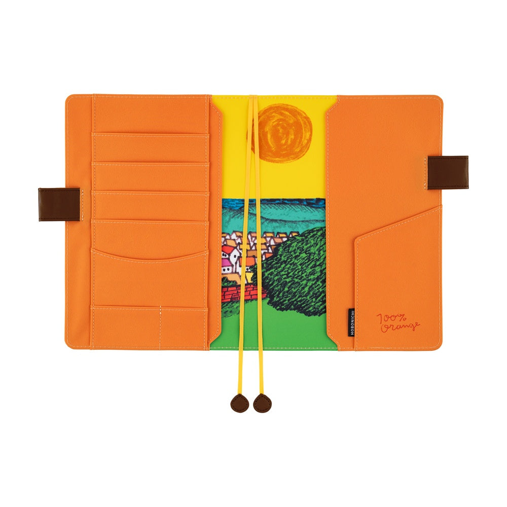 Hobonichi Techo 2026 Cousin A5 Book & Cover - 100%ORANGE: Where’s the Squirrel Going [JPN/A5/April Start]
