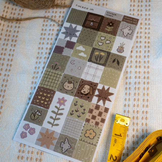Tucked into bed with a warm, heavy quilt.

Kiss cut washi sticker sheet

Includes 1 sheet 7.5" x 3.5"