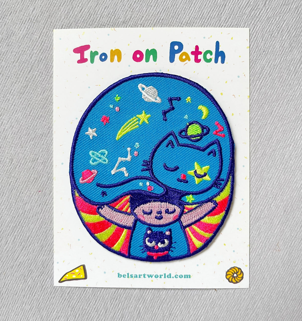 Bel’s Art World Iron-on Patch - Psychedelic Cat
