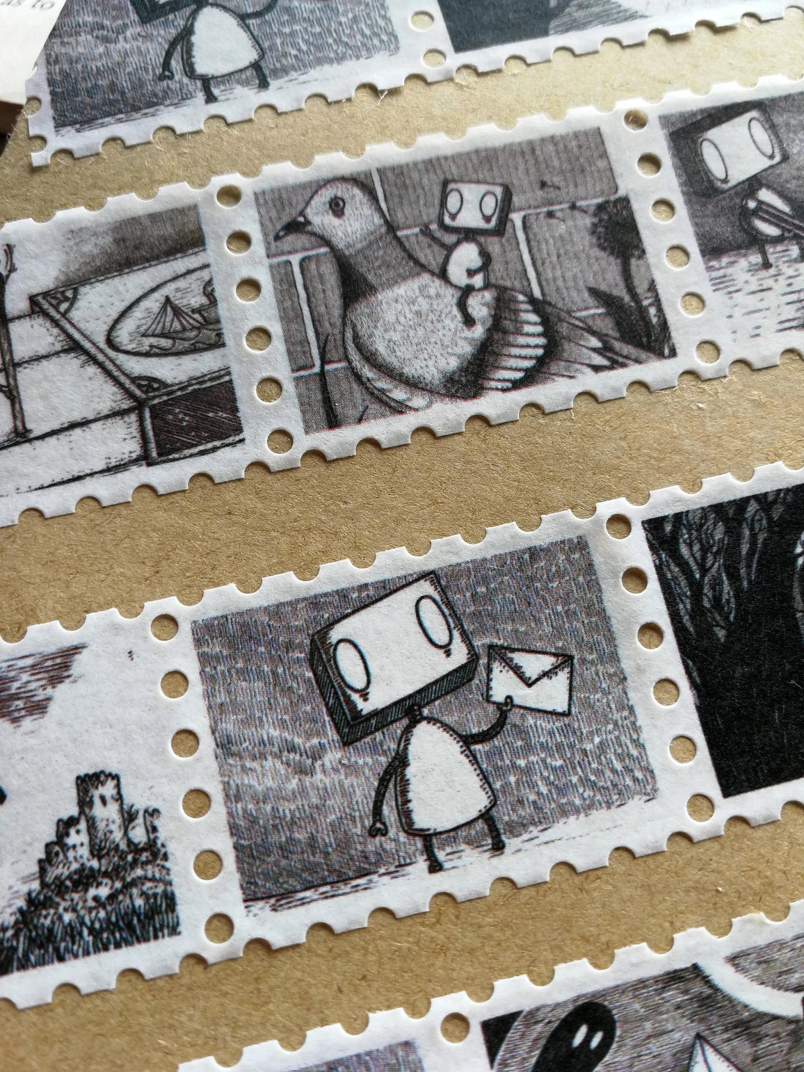Jon Turner Illustration - Robot Stamps Washi Tape - Landscape Format