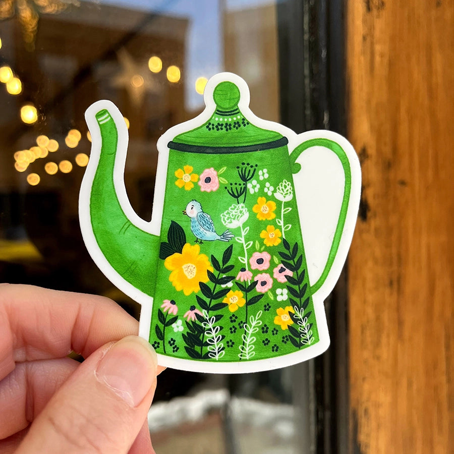 Forest & Fauna Paper Co. Vinyl Sticker - Green Teapot