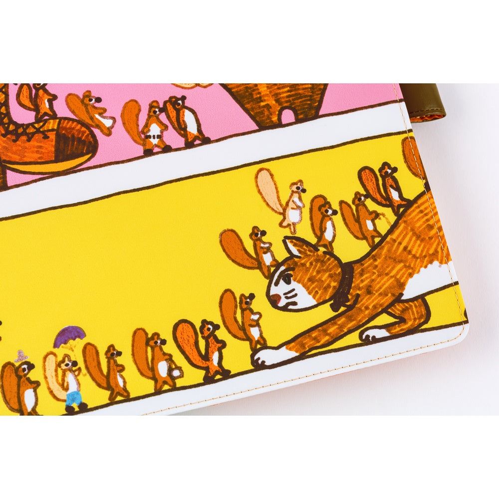 Hobonichi Techo 2026 Cousin A5 Book & Cover - 100%ORANGE: Where’s the Squirrel Going [JPN/A5/April Start]
