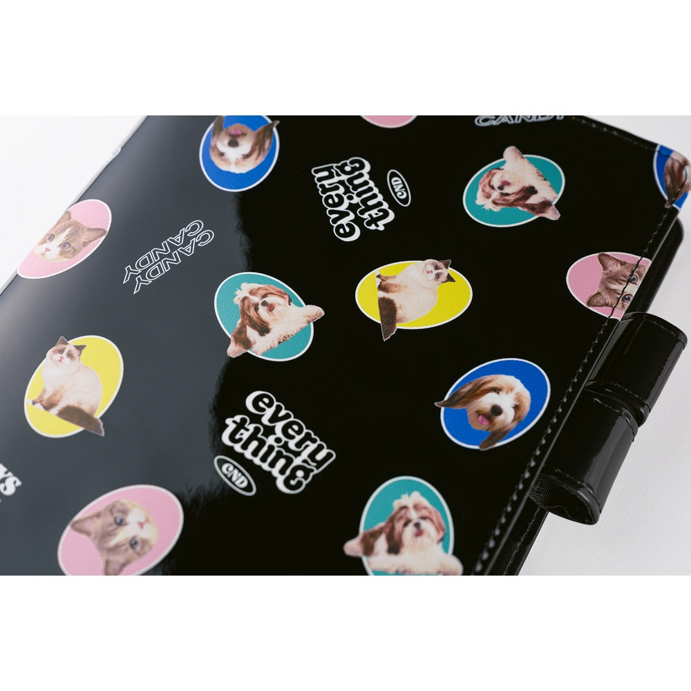 Hobonichi Techo 2026 Cousin A5 Book & Cover - Candy Stripper: Random Dog & Cat (Black) [JPN/A5/April Start]