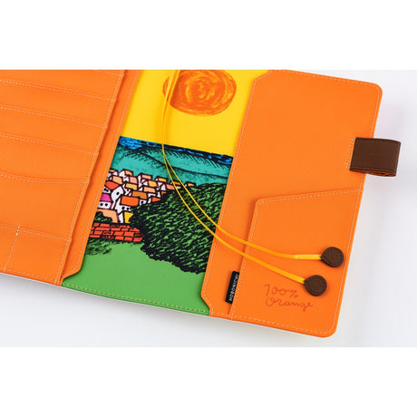 Hobonichi Techo 2026 Cousin A5 Book & Cover - 100%ORANGE: Where’s the Squirrel Going [JPN/A5/April Start]