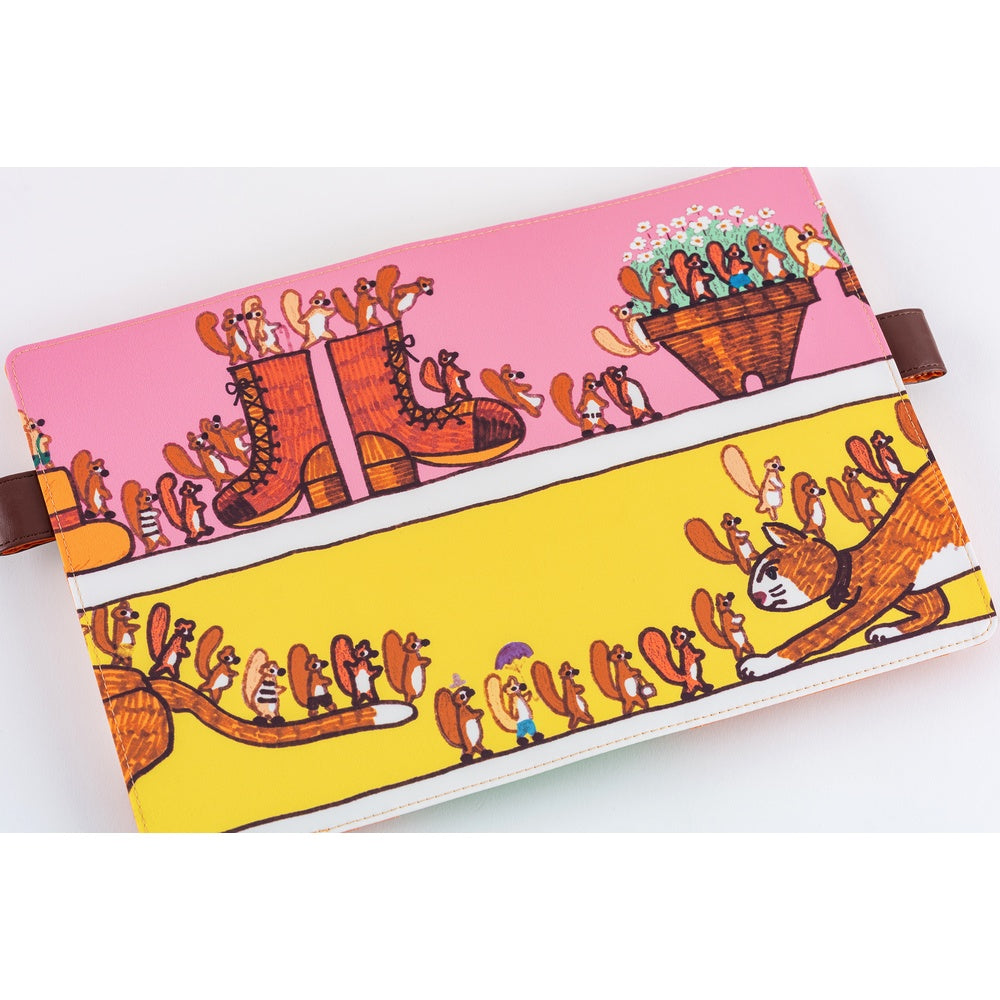 Hobonichi Techo 2026 Cousin A5 Book & Cover - 100%ORANGE: Where’s the Squirrel Going [JPN/A5/April Start]