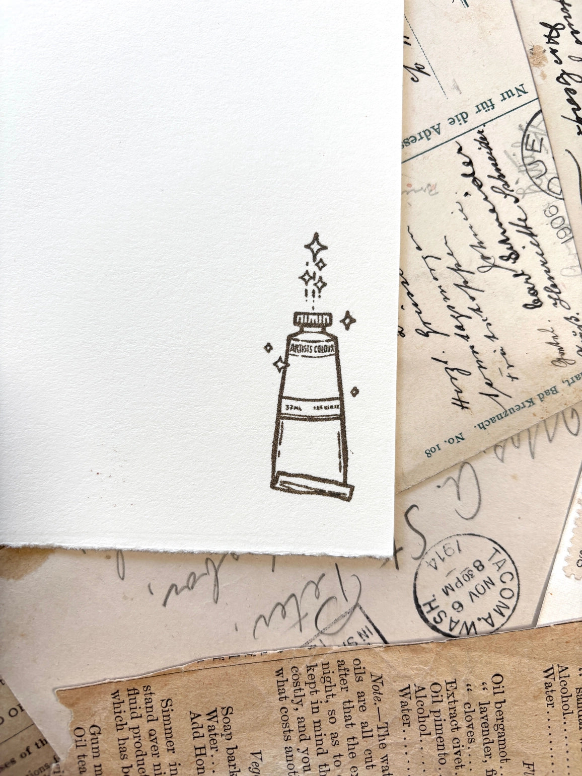 The Creeping Moon - Paint Tube Rubber Stamp