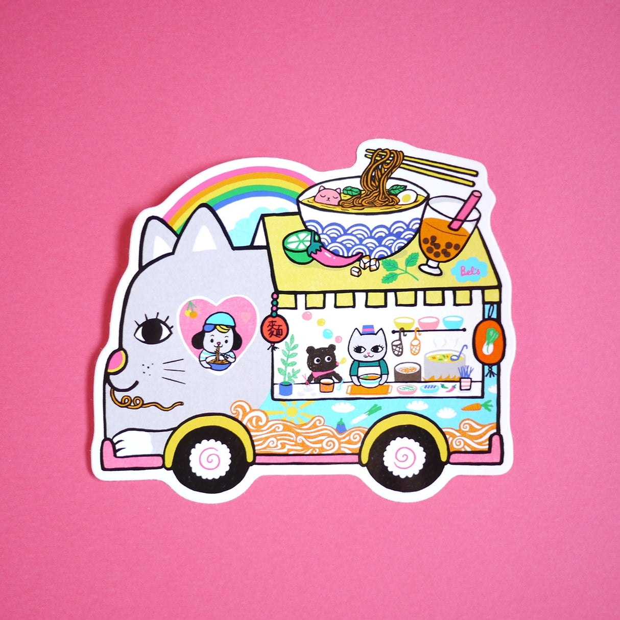 Bel’s Art World Vinyl Sticker - Noodle Cat Truck