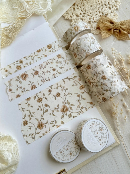 leelajournals - Creamy Red Floral Washi Tape 30mm