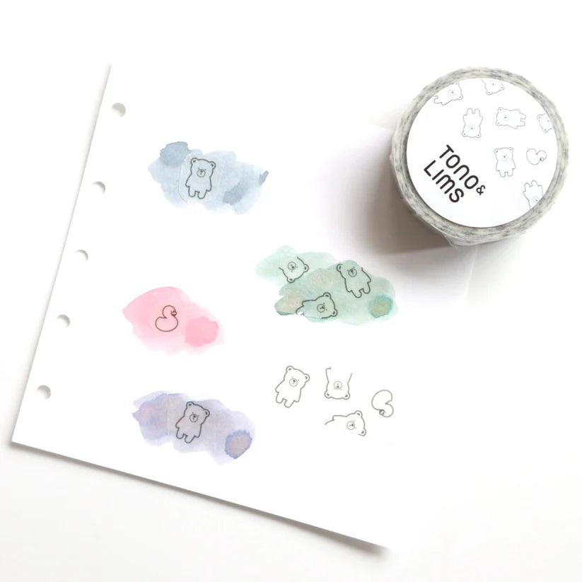 Tono & Lims 2 Washi Tape by forme.

A masking tape made in collaboration with Tono & Lims' adorable characters Kuma and Daku-kun!
