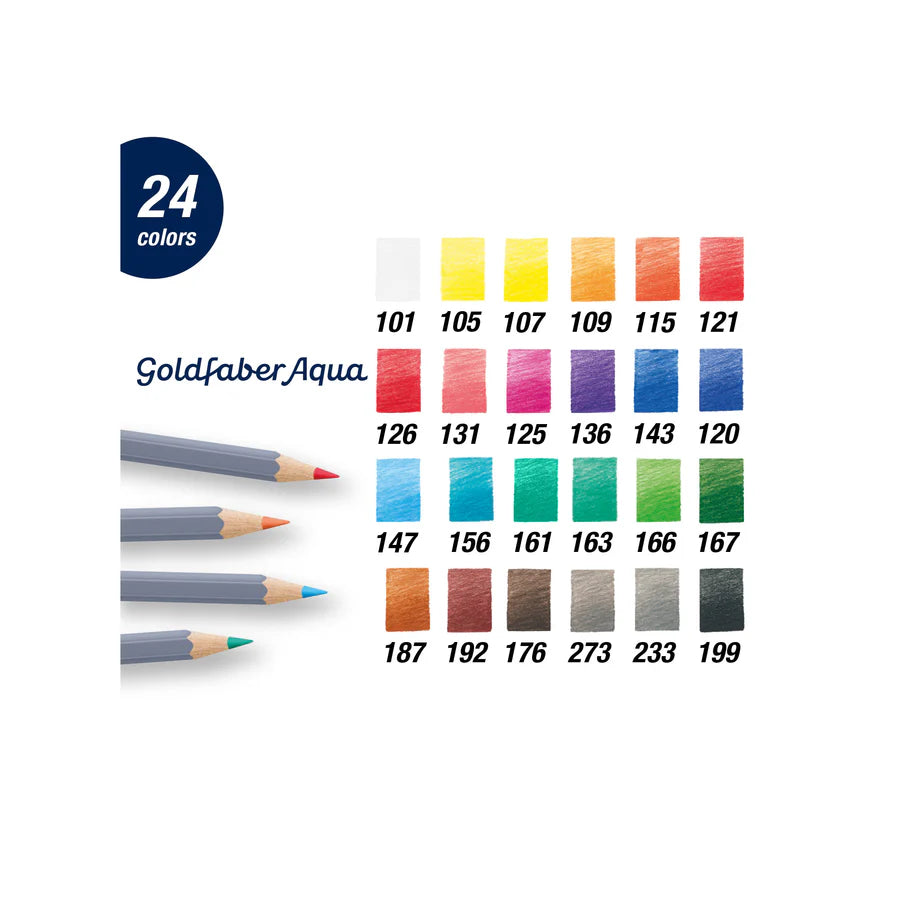 Faber-Castell Goldfaber Aqua Watercolor Pencils - Tin of 24