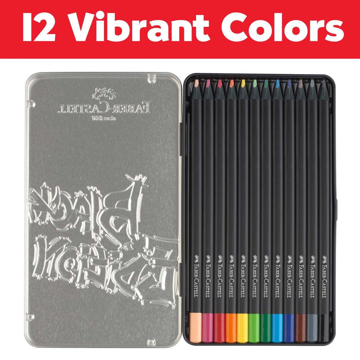 Faber-Castell Black Edition Colored Pencils - Tin of 12