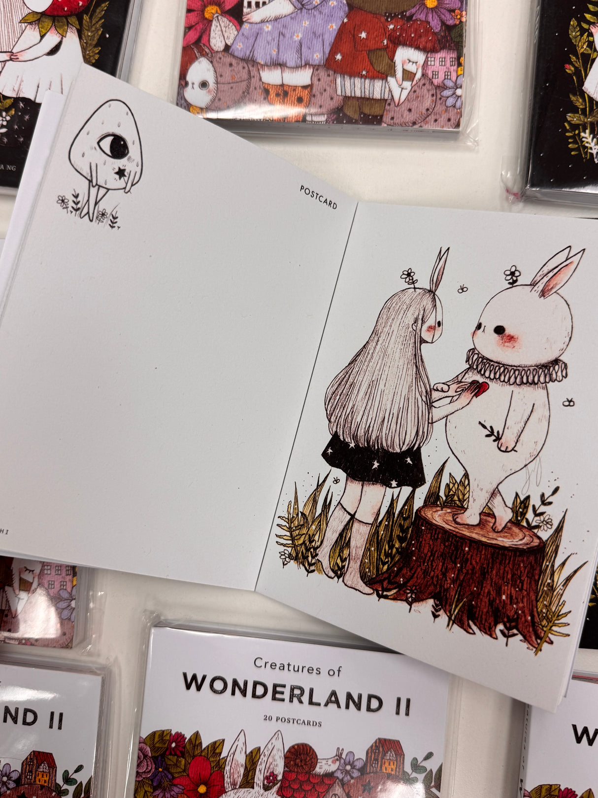 jb0xtchi Postcard Set - Creatures of Wonderland

The Creatures of Wonderland Postcard Set includes 20 postcards featuring artwork illustrated by jb0xtchi (Jessica Ng). jb0xtchi creates stationary and small trinkets from whimsical ideas in the form of painting using ink, watercolor, and gouache.

6in x 4in postcards
20 different designs
All artwork done by Jessica Ng