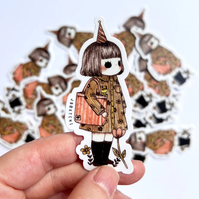 jb0xtchi Vinyl Sticker - Little Girl

The little girl vinyl sticker was illustrated by jb0xtchi (Jessica Ng). jb0xtchi creates stationary and small trinkets from whimsical ideas in the form of painting using ink, watercolour, and gouache.