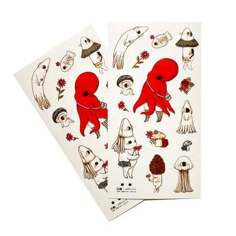 This whimsical themed washi sticker sheet was illustrated by jb0xtchi (Jessica Ng). jb0xtchi creates stationary and small trinkets from whimsical ideas in the form of painting using ink, watercolour, and gouache.

Washi Material Sticker Sheet
Height: 170mm x Width: 90mm
Includes 1 sticker sheet
