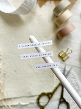 leelajournals Poetic Phrases Sticker Sheet - 2pc Set

♡ 2pc sticker sheet set - 2 large&nbsp;(new second sheet with new phrases!)

♡ white matte

♡ all sheet dimensions estimated: L: 4x7 (in) | S: 4x3 (in)