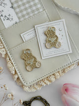 teddy bear journal charm magnet- cute & cozy -  magnet is versatile! can be used for your notebook covers, fridge, ikea carts, or anything that attracts magnets! made with high quality, polished gold plated, soft enamel.