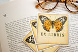 Orange Butterfly Bookplate Sticker