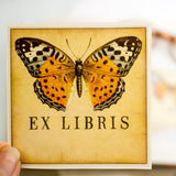 Orange Butterfly Bookplate Sticker