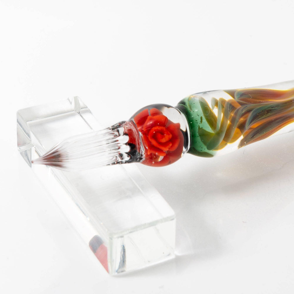 Orange Rose Glass Dip Pen