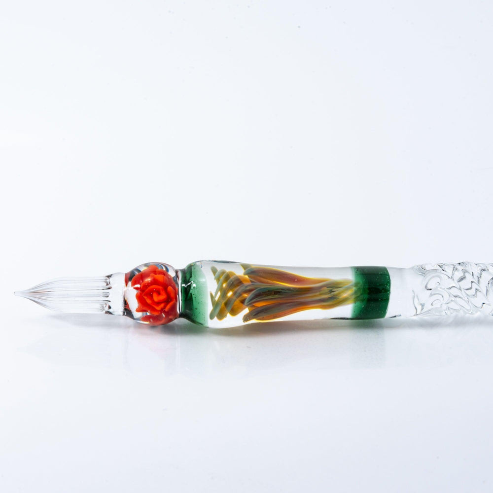 Orange Rose Glass Dip Pen