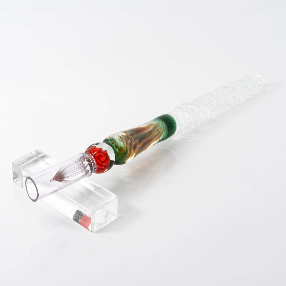 Orange Rose Glass Dip Pen