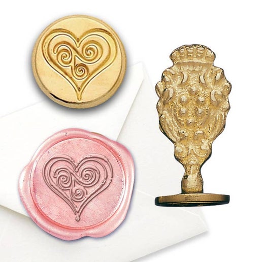 Heart Swirl Florentine Brass Wax Seal Stamper