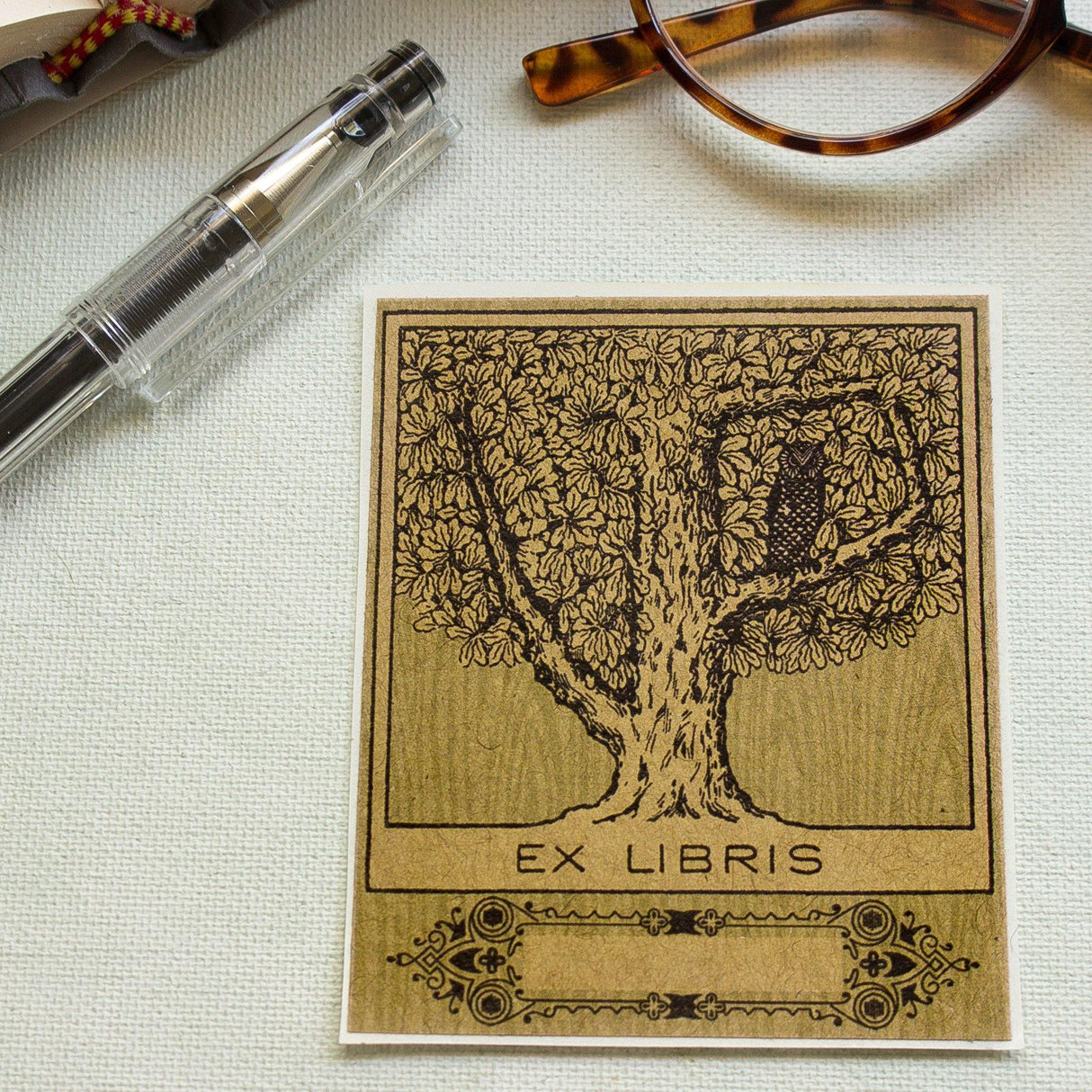 Owl in Tree Bookplate Sticker