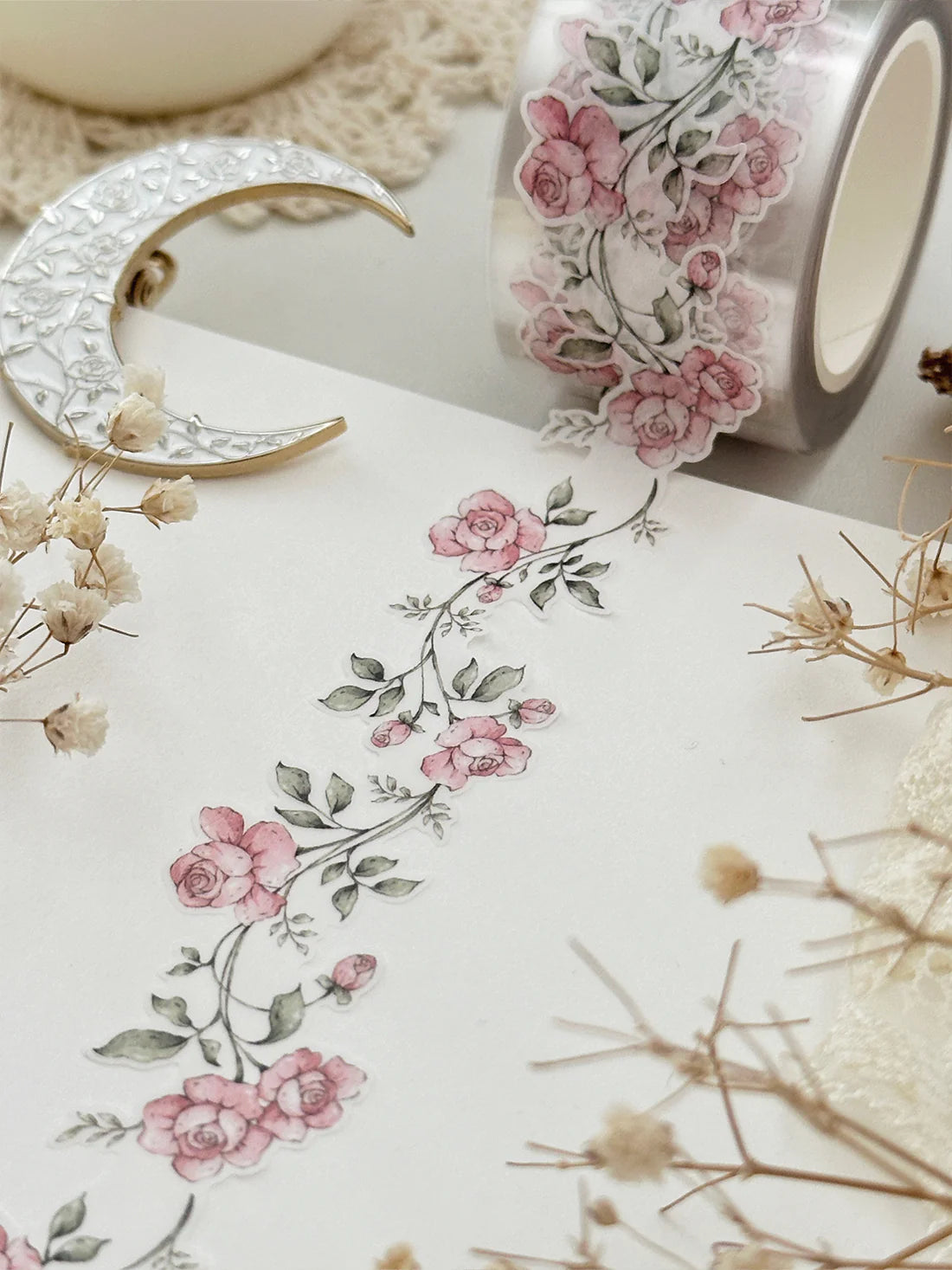 leelajournals - Rose Vine Die Cut Washi Tape - Pink