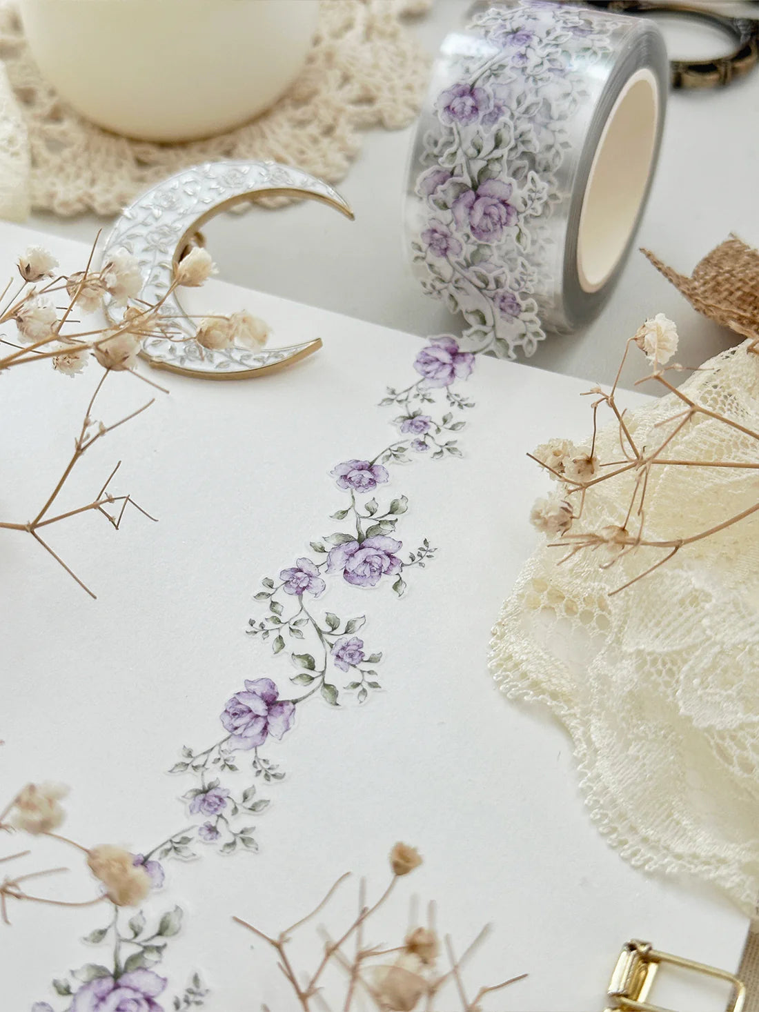 leelajournals - Rose Vine Die Cut Washi Tape - Lilac