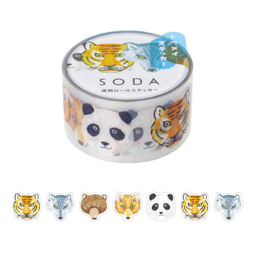 SODA Transparent Masking Tape - Zoo (Sticker Roll)