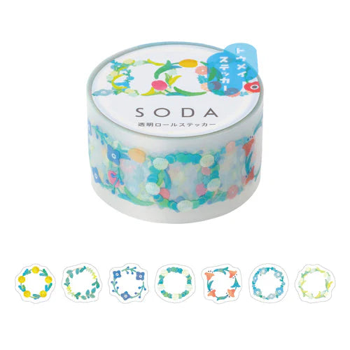 SODA Transparent Masking Tape - Flower Crown (Sticker Roll)