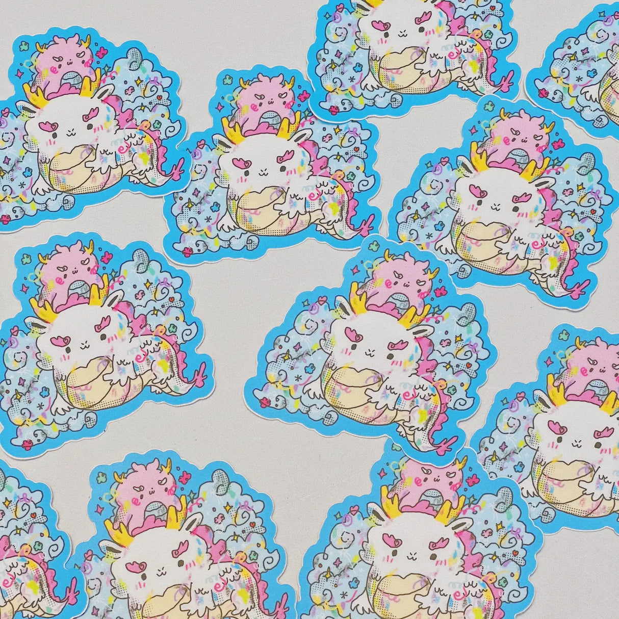 tabetaaii - Pink & White Dragon Sticker