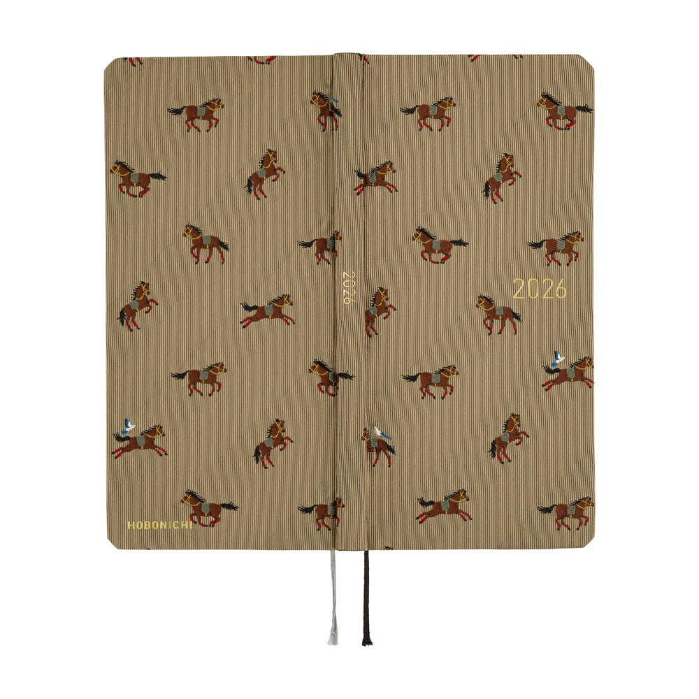 Hobonichi 2026 Spring Weeks Bow & Tie: Galloping Horses [JPN/Tall & Slim/April Start]