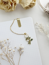 White Rose Enamel Bookmark Pendant