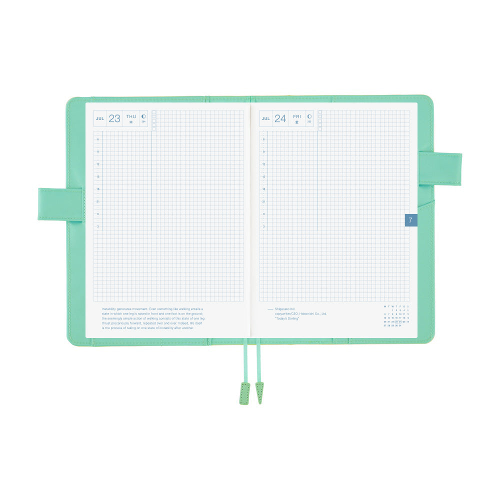 Hobonichi Techo 2026 Cousin A5 Book & Cover - Colors: Chamomile Mint [JPN/A5/April Start]