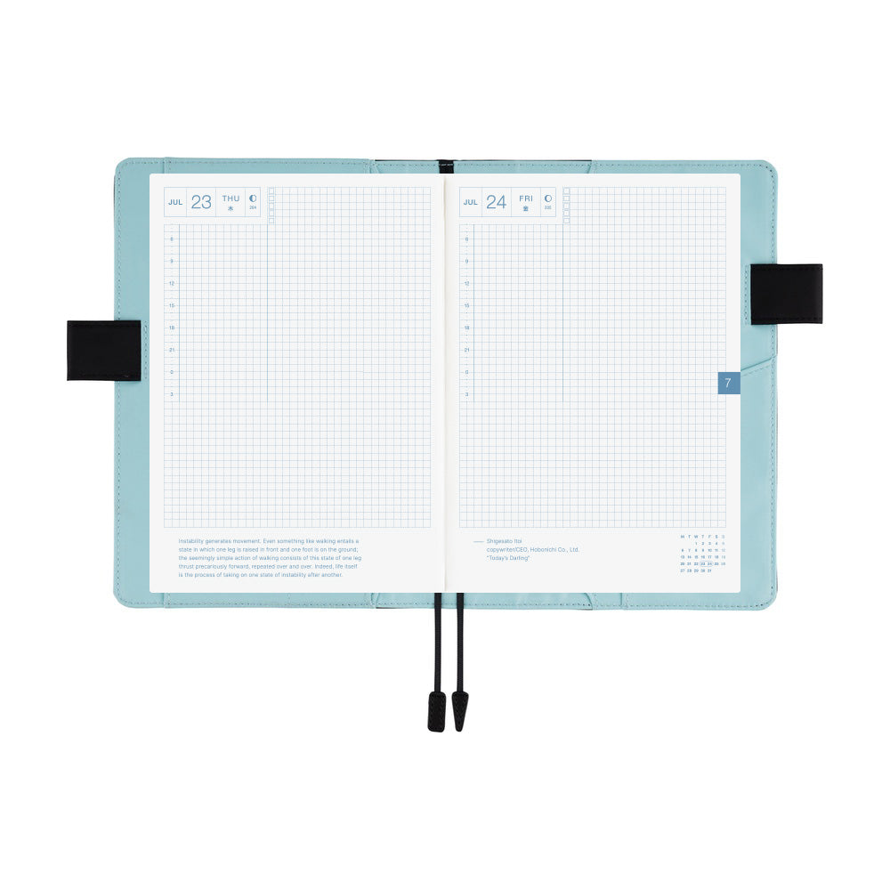 Hobonichi Techo 2026 Cousin A5 Book & Cover - Colors: Black x Clear Blue [ENG/A5/Jan Start]