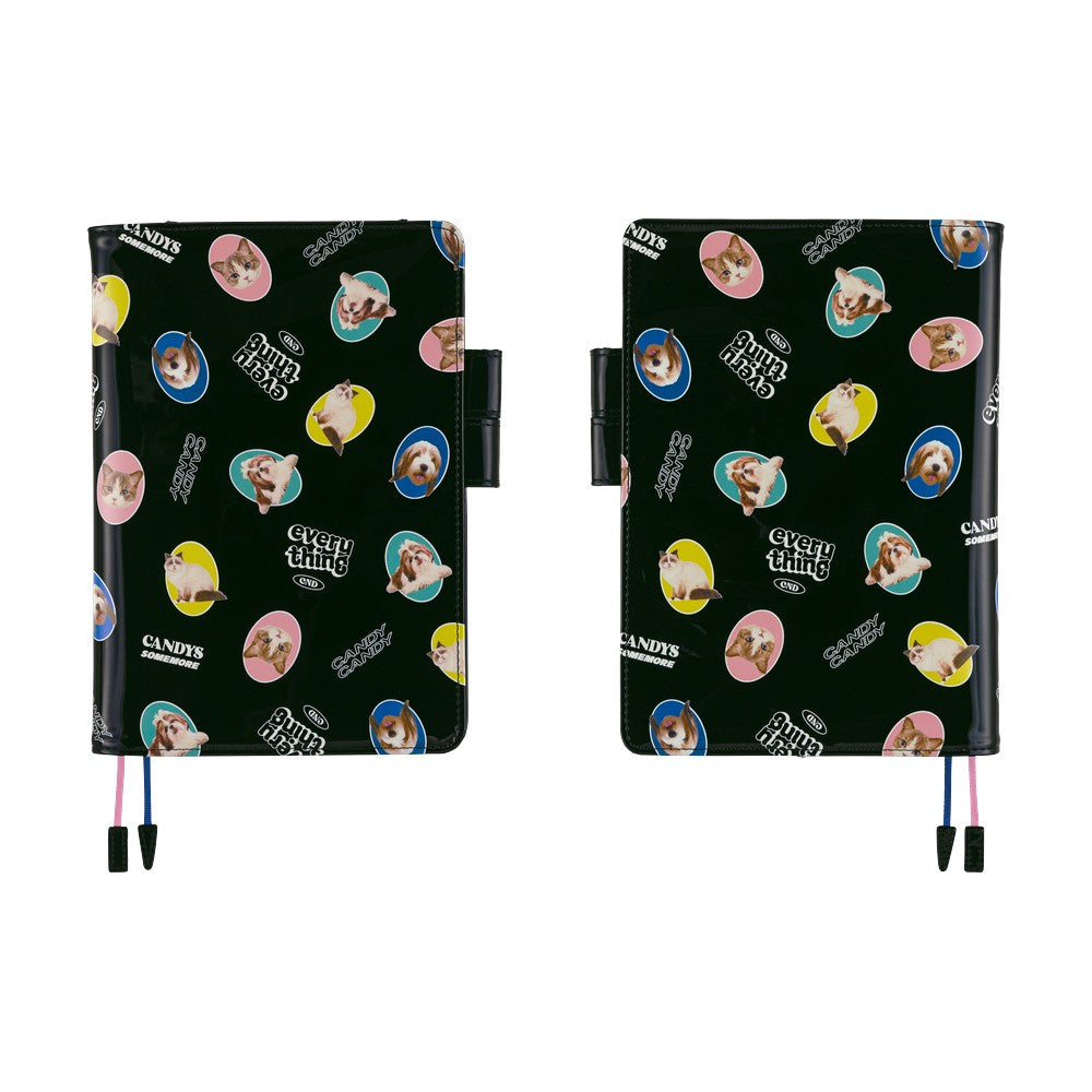 Hobonichi Techo 2026 Cousin A5 Book & Cover - Candy Stripper: Random Dog & Cat (Black) [JPN/A5/April Start]