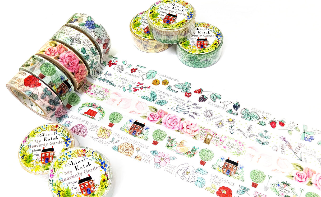 Cinta washi con motivos de jardín de flores de primavera 