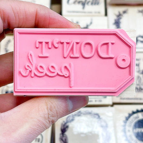 Don't Peek Gift Tag Christmas Rubber Stamp