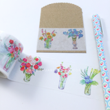 Cinta washi con ramo de flores