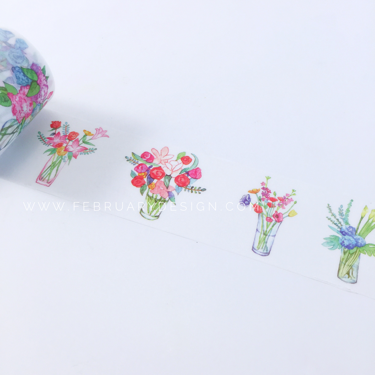 Cinta washi con ramo de flores