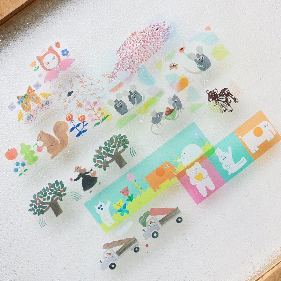 Cinta adhesiva washi transparente Sunny Days AIUEO