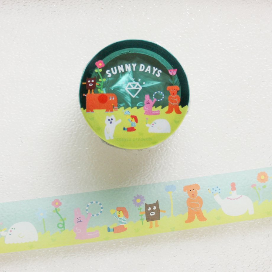 Cinta adhesiva washi transparente Sunny Days AIUEO