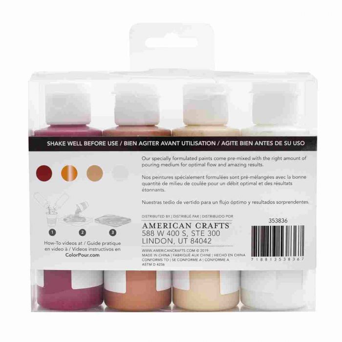 50% OFF- Desert Rose Color Pour Pre-Mixed Paint Kit 4/Pkg