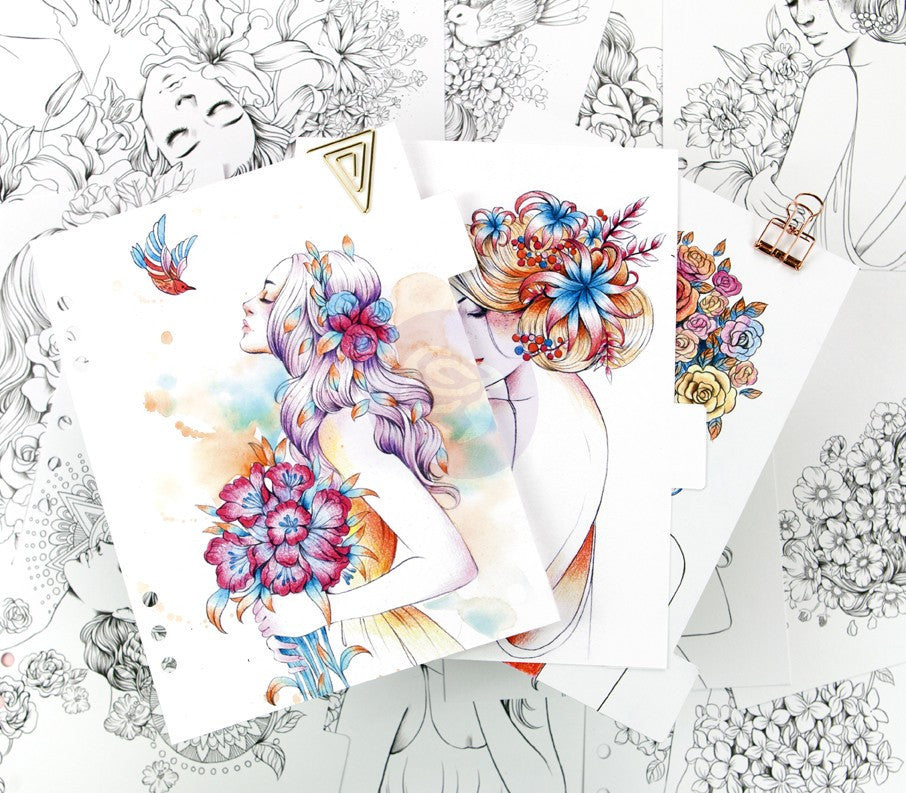 Princesses My Prima Planner Coloring Tabbed Dividers 6.5"X8" 12/Pkg