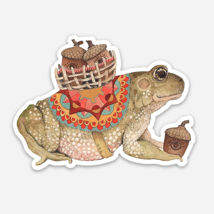 Pegatina de rana recolectora de bellotas