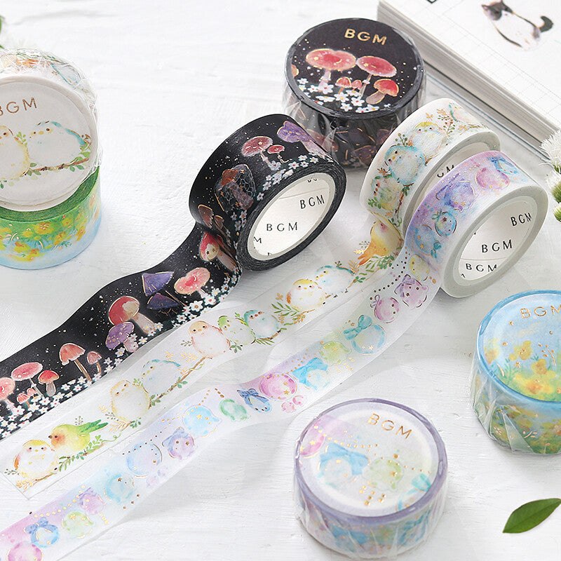 Cinta washi con burbujas y fondo musical