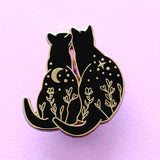 Glitter Punk - Black Cats Stargazing Enamel Pin