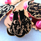 Glitter Punk - Black Cats Stargazing Enamel Pin