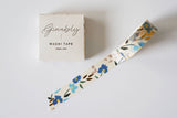 Blue Floral Gold Foil Washi Tape